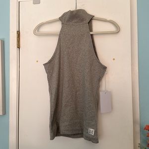 Gray Backless Tank Top with Sleeveless Design